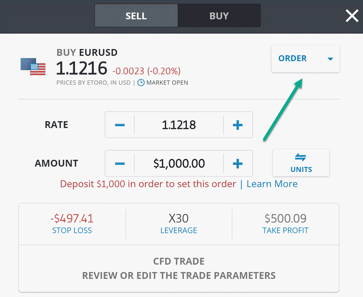 place order eToro