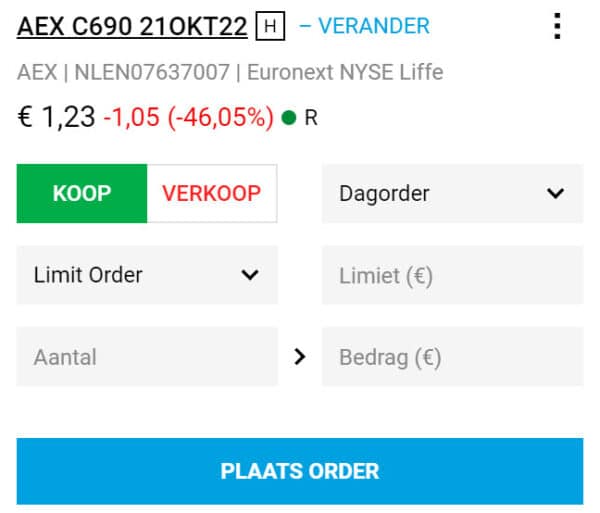 Buying an Option Order